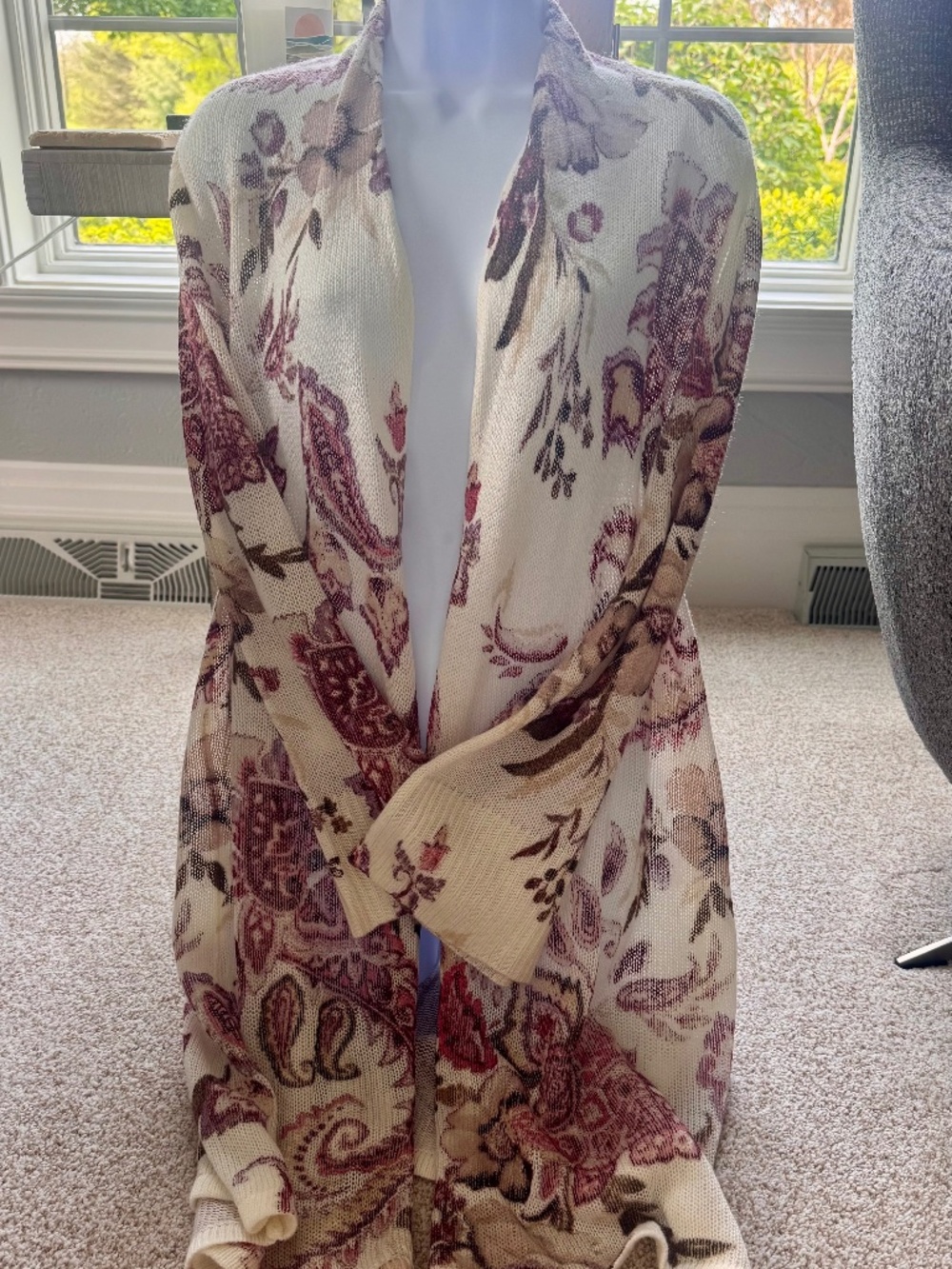 Chico's open-front boho paisley floral cardigan, Chico's Size 2=Size Large